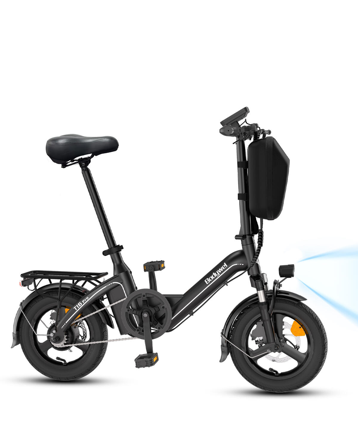 E‑bicicleta dobrável Bodywel T16PRO, bateria 36V 10,4Ah, pneus 14 polegadas 2/8