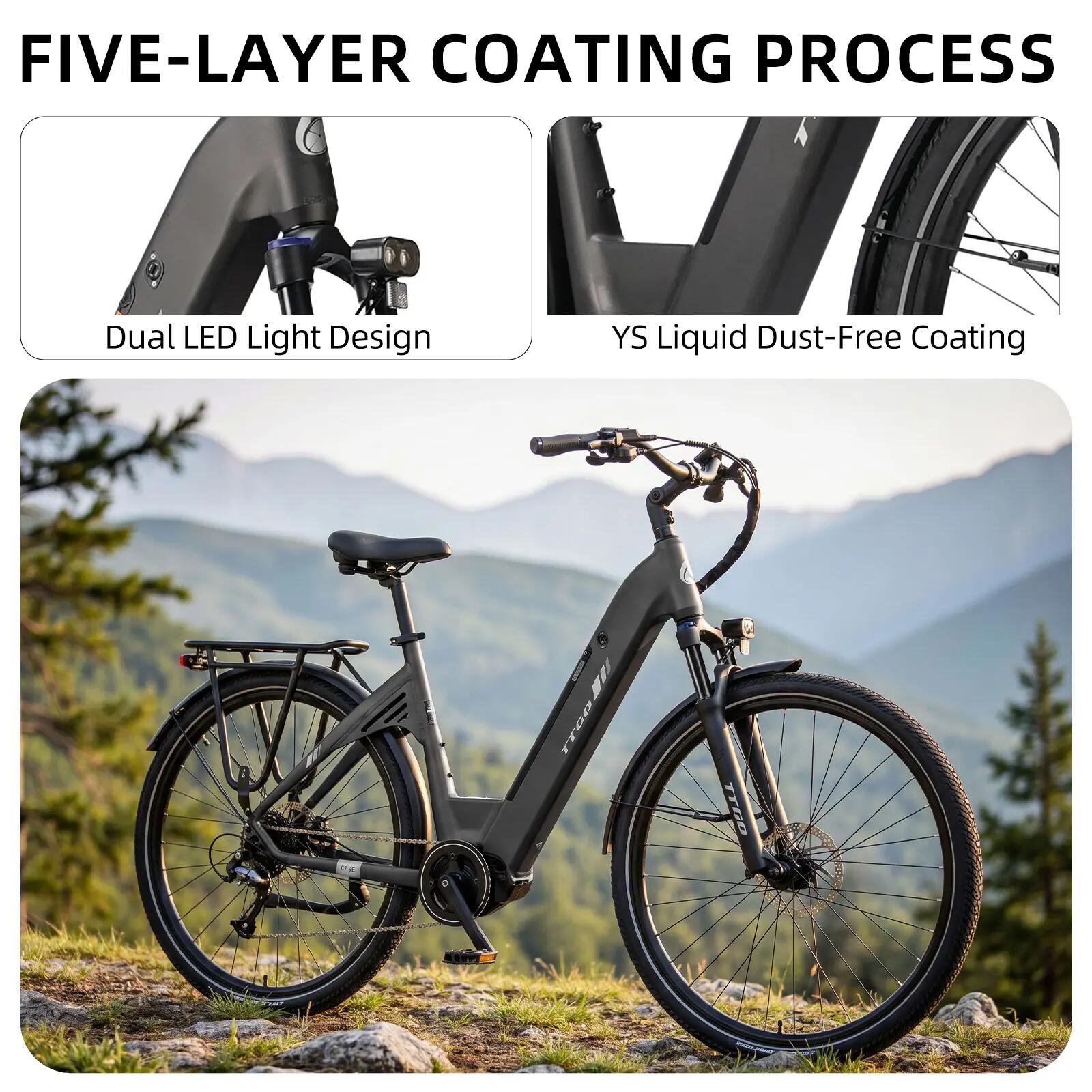 Bicicletta elettrica per adulti TTGO C7SE Batteria 36V18Ah 14/15