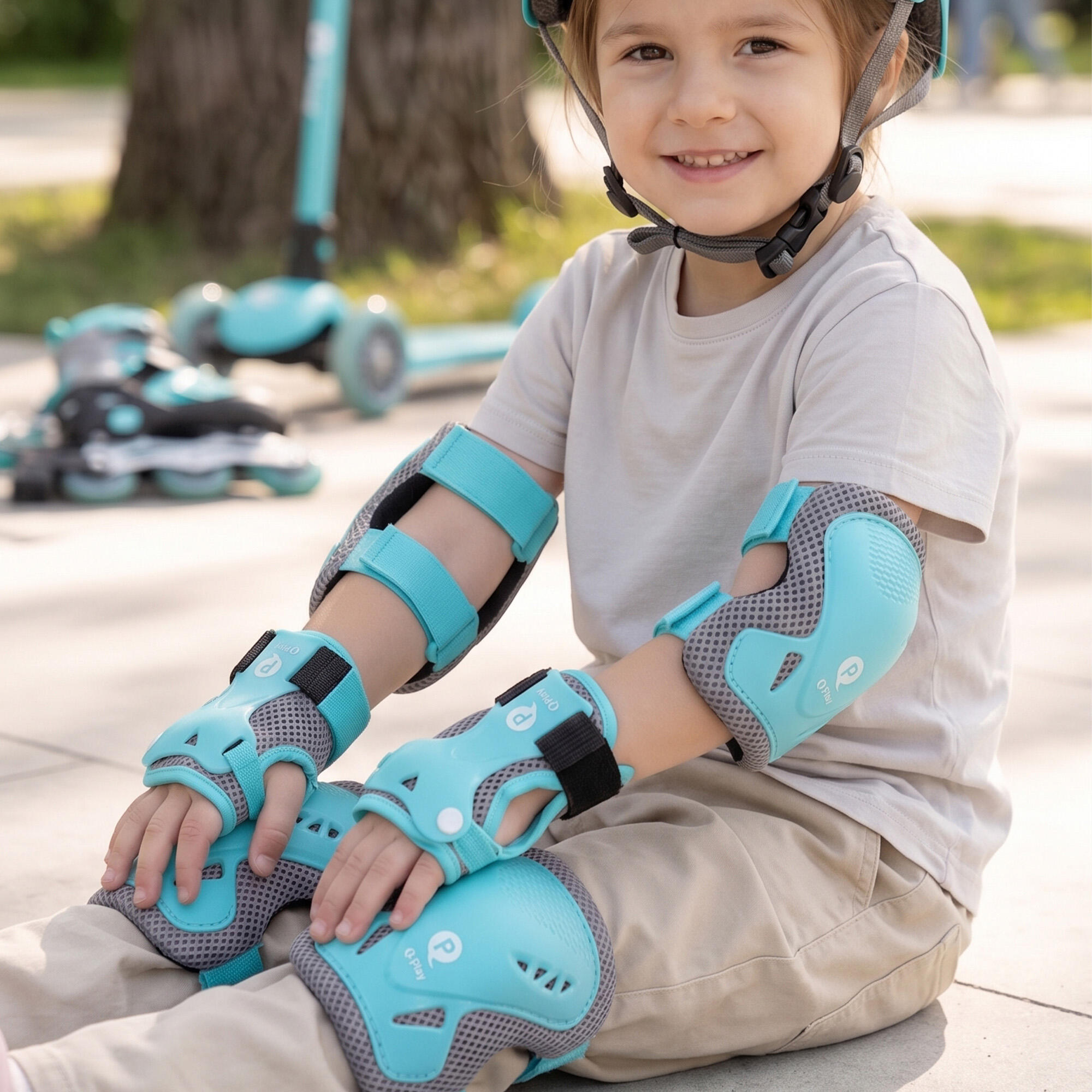 Qplay Pads - Set de Protections pour Enfants - Taille S - Bleu 3/3