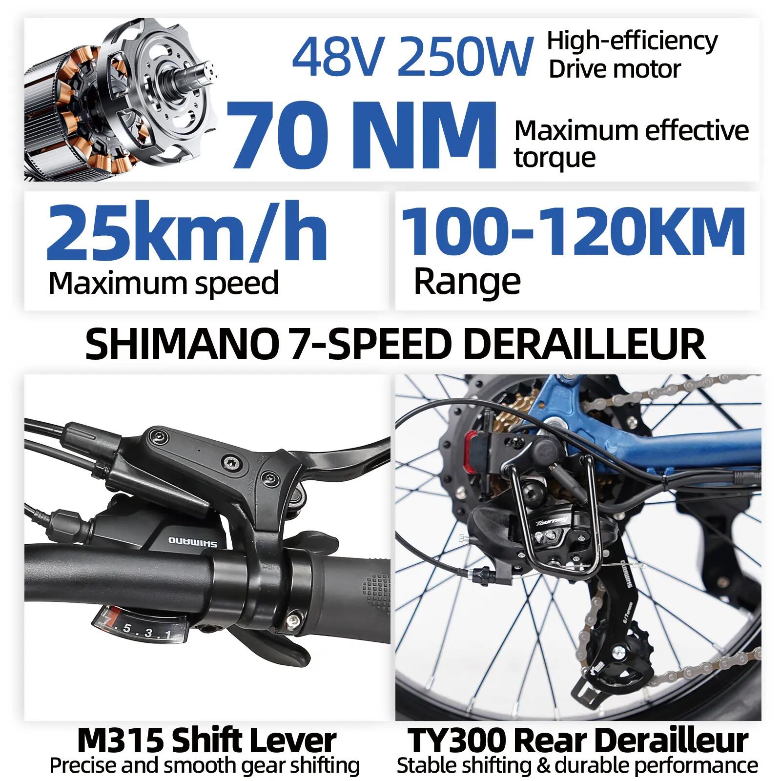 Vélo électrique pour adultes TTGO F7 Batterie 48V 15Ah Pneus 20 pouces 7/15
