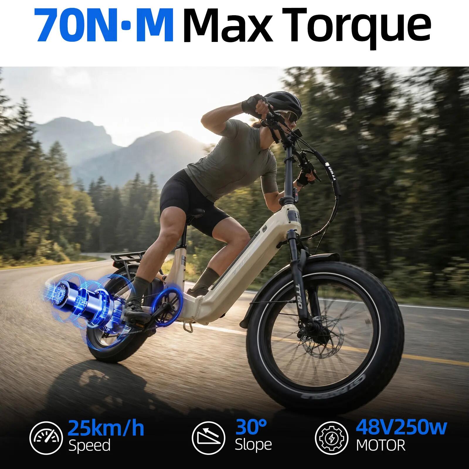 Vélo électrique pour adultes TTGO F7 Batterie 48V 15Ah Pneus 20 pouces 10/15