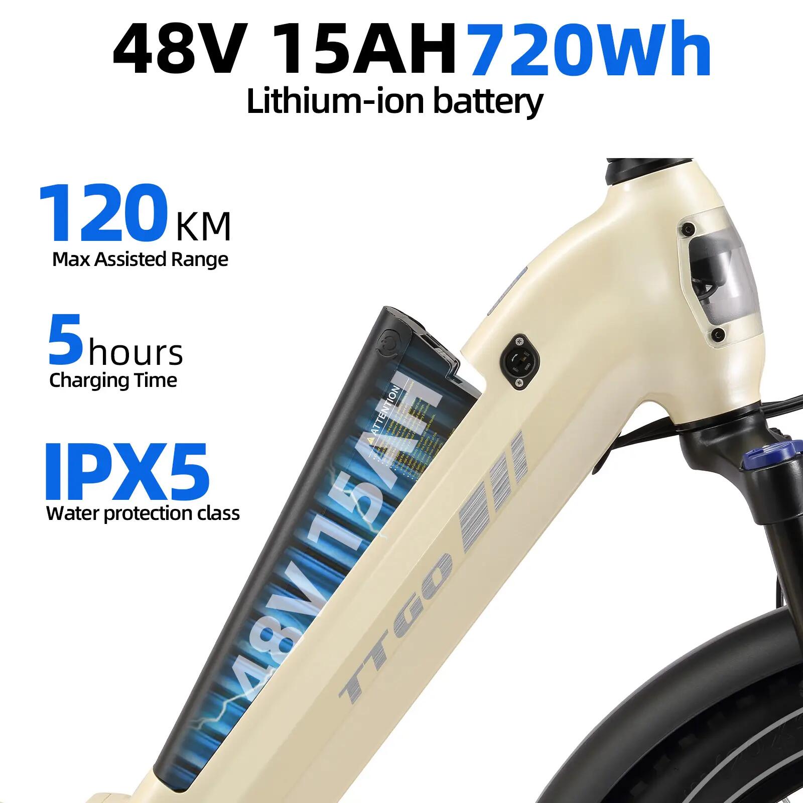 Vélo électrique pour adultes TTGO F7 Batterie 48V 15Ah Pneus 20 pouces 9/15