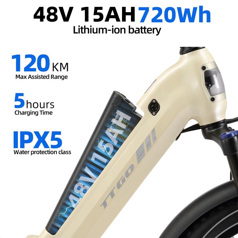 Bicicletă electrică cu suspensie completă TTGO F7 cu 720Wh