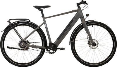 E-bike e-city mikeno 1.0 diamant 1-versnelling, riemaandrijving, mat antraciet
