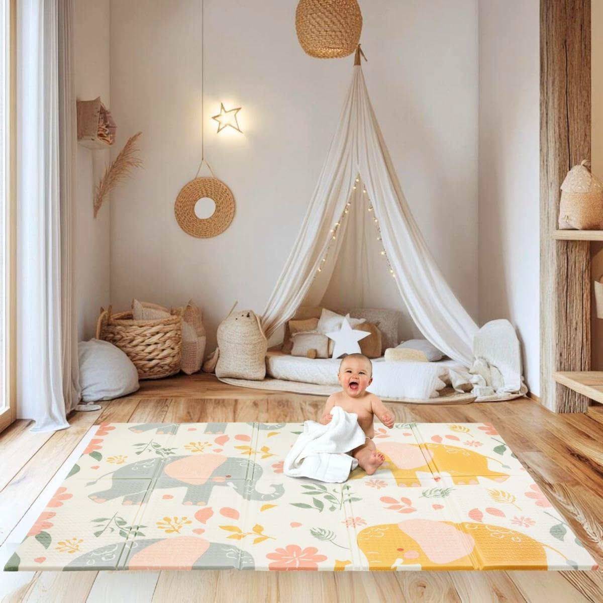 Speelkleed - Baby - Dubbelzijdig opvouwbaar van XPE-schuim - Grijs/Meerkleurig 2/10