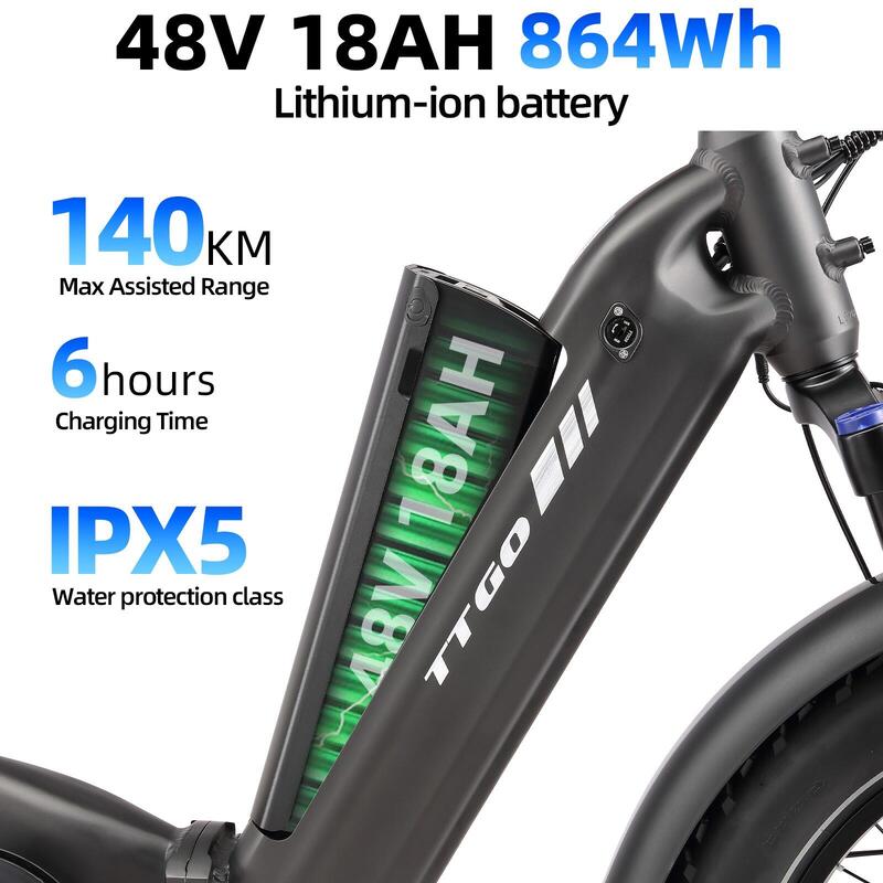Bicicletă electrică all-terrain TTGO F6 Boost cu baterie  senzor de cuplu