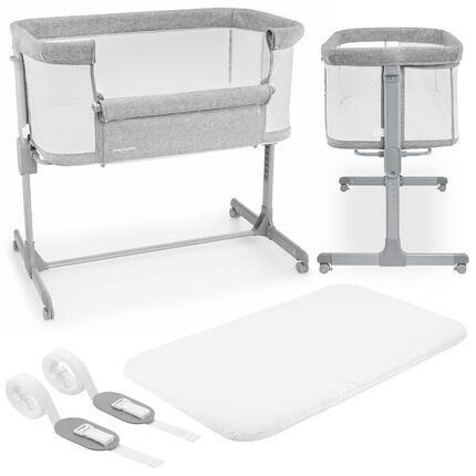 Lit parapluie bébé - cododo et voyage 3-en-1 - réglable 7 niveaux - gris