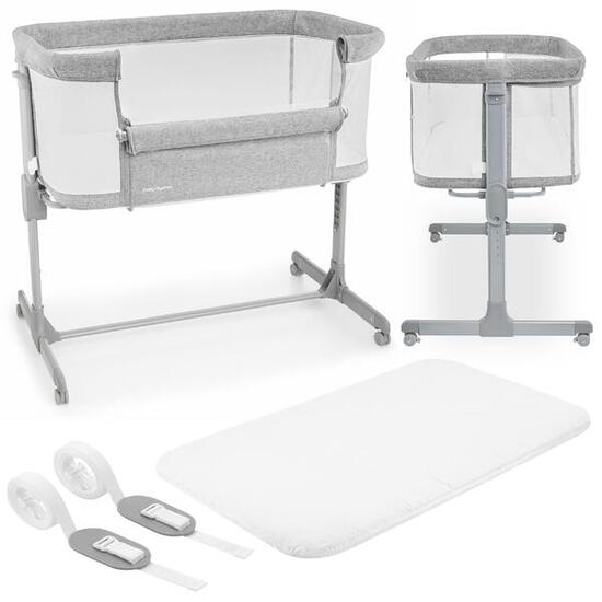 Lit parapluie bébé - cododo et voyage 3-en-1 - réglable 7 niveaux - gris