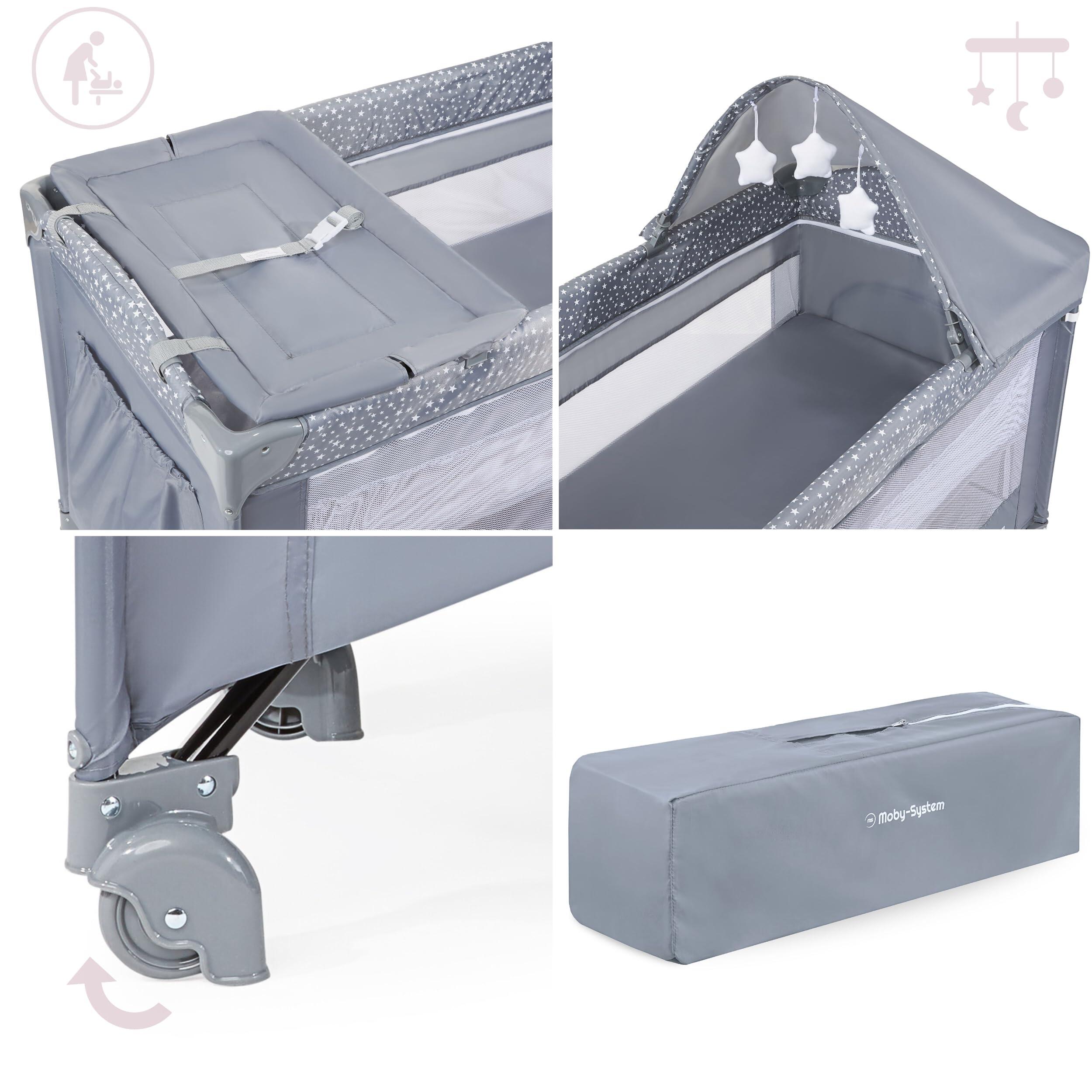 Babycampbed 2-in-1 met matras in 2 niveaus - grijs 7/10