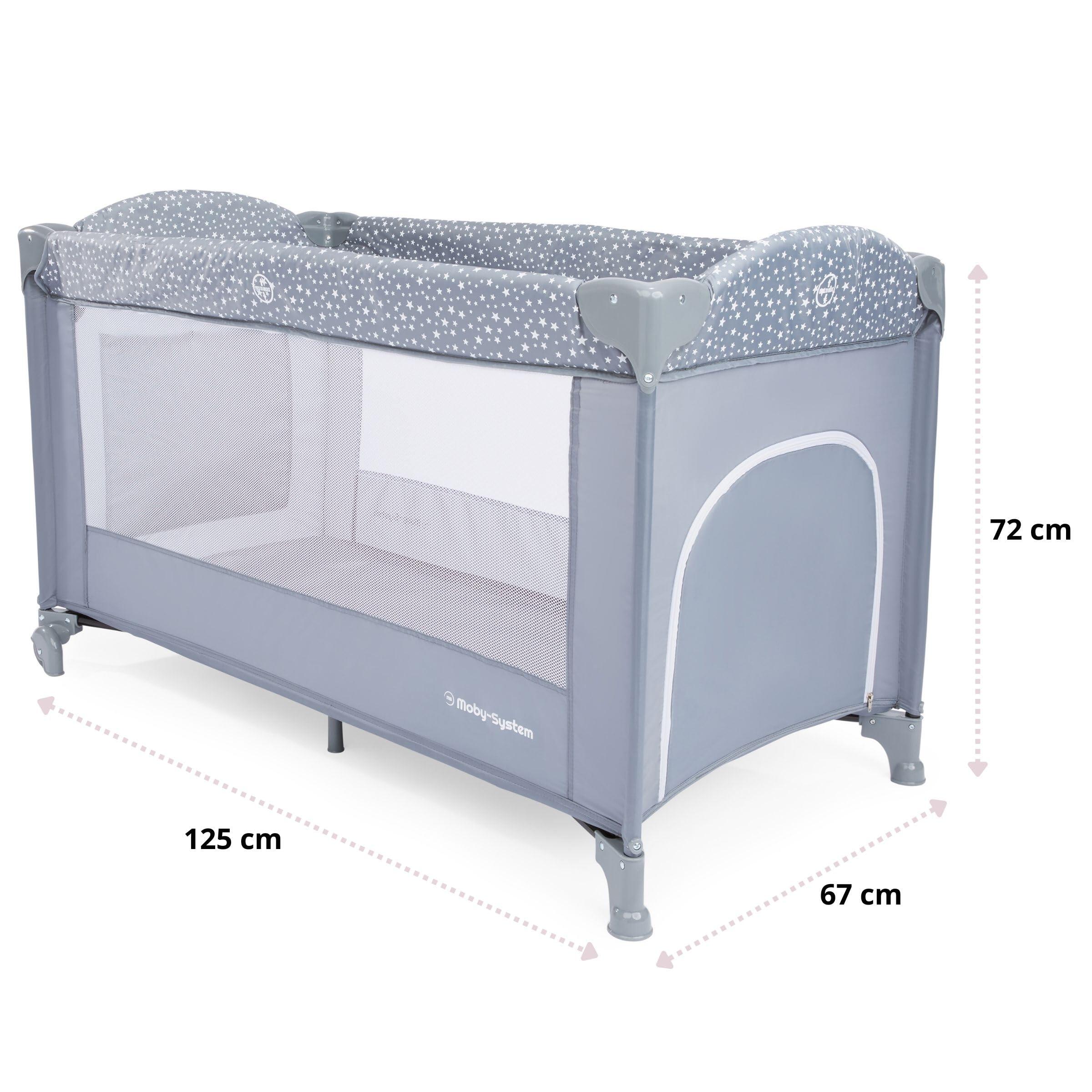 Babycampbed 2-in-1 met matras in 2 niveaus - grijs 5/10