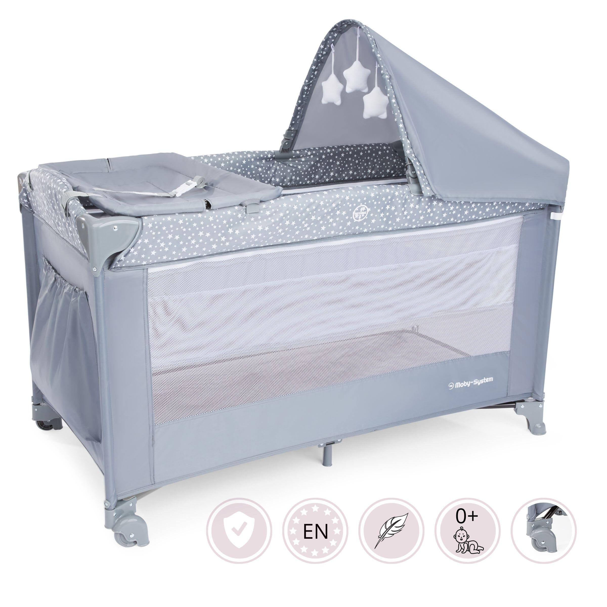 Babycampbed 2-in-1 met matras in 2 niveaus - grijs 4/10