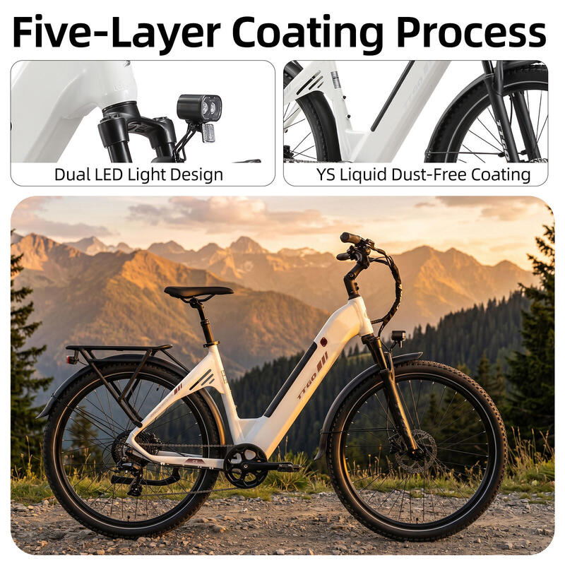Bicicletă electrică TTGO C5 27,5 inch pentru femei, 48V 13,5Ah