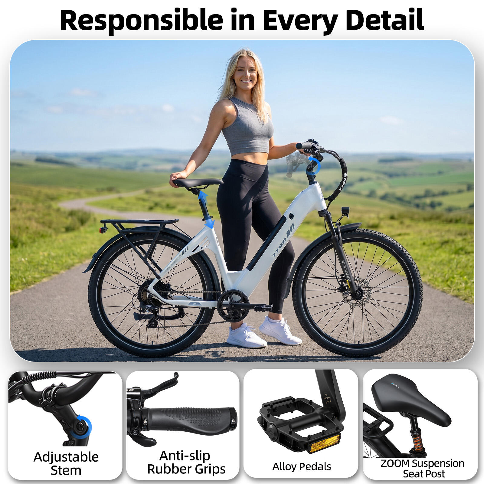 Elektrische fiets voor volwassenen TTGO C5 batterij 48V 13.5Ah band 27,5 inch 10/13