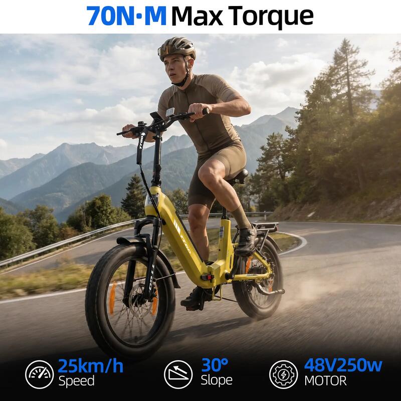Bicicletă electrică pliabilă TTGO F7, baterie de 48 V 15 Ah, motor de 250 W