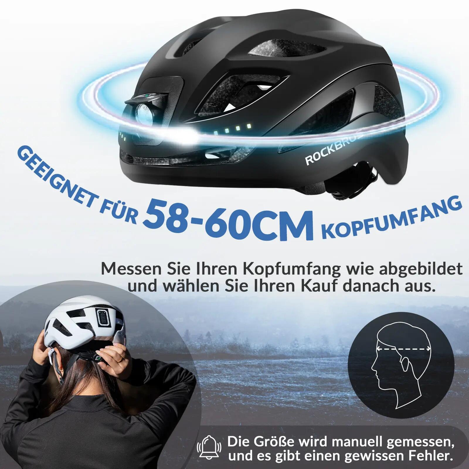 ROCKBROS Fahrradhelm mit Licht USB aufladbar 2/3