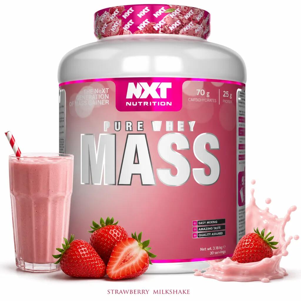 NXT Nutrition Pure Whey Mass 3200g Strawberry Milkshake