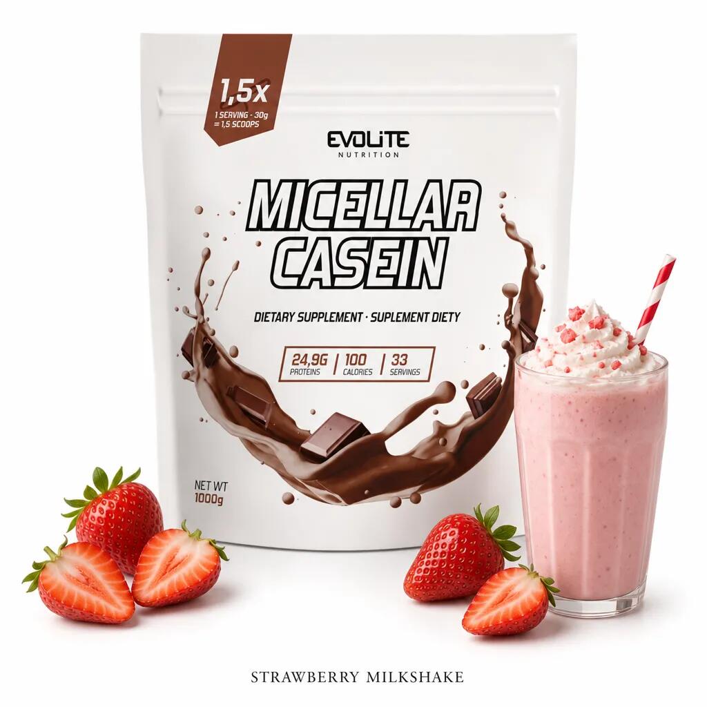 Evolite Micellar Casein 1000g strawberry milkshake