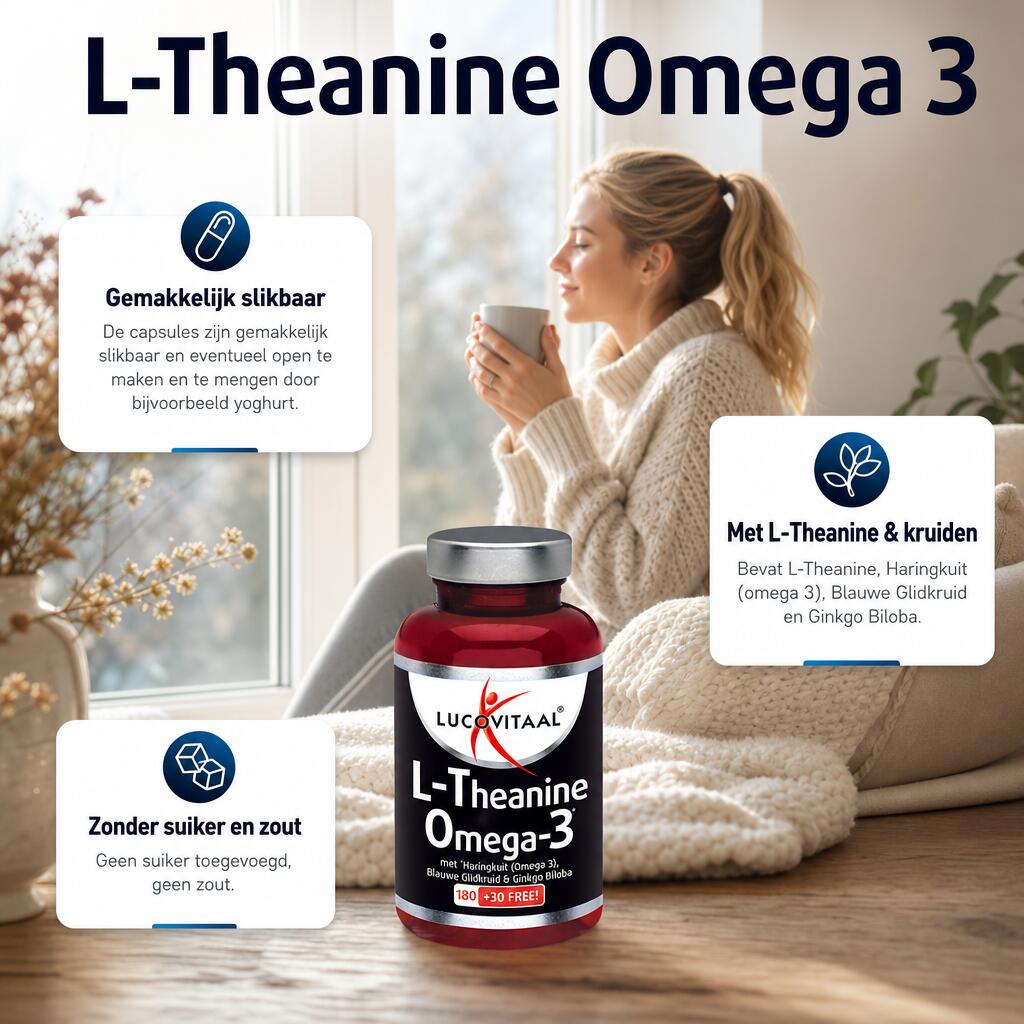 Lucovitaal L-Theanine Omega 3 210 capsules MAXI POT 2/5