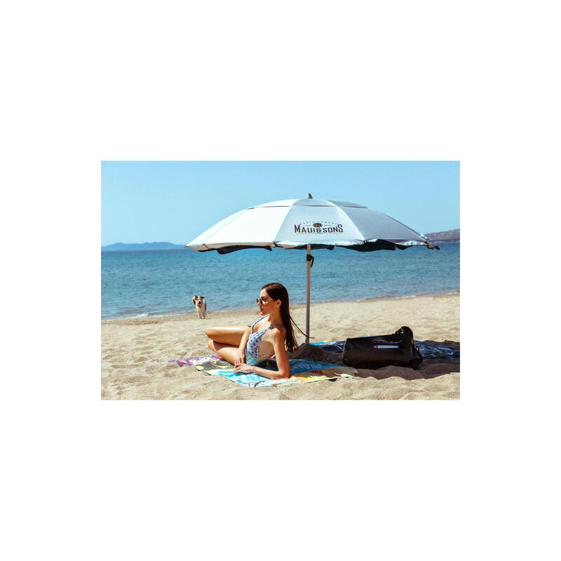 Umbrelă plajă Maui & Sons XL 220 cm UPF50+ rabatabilă, negru