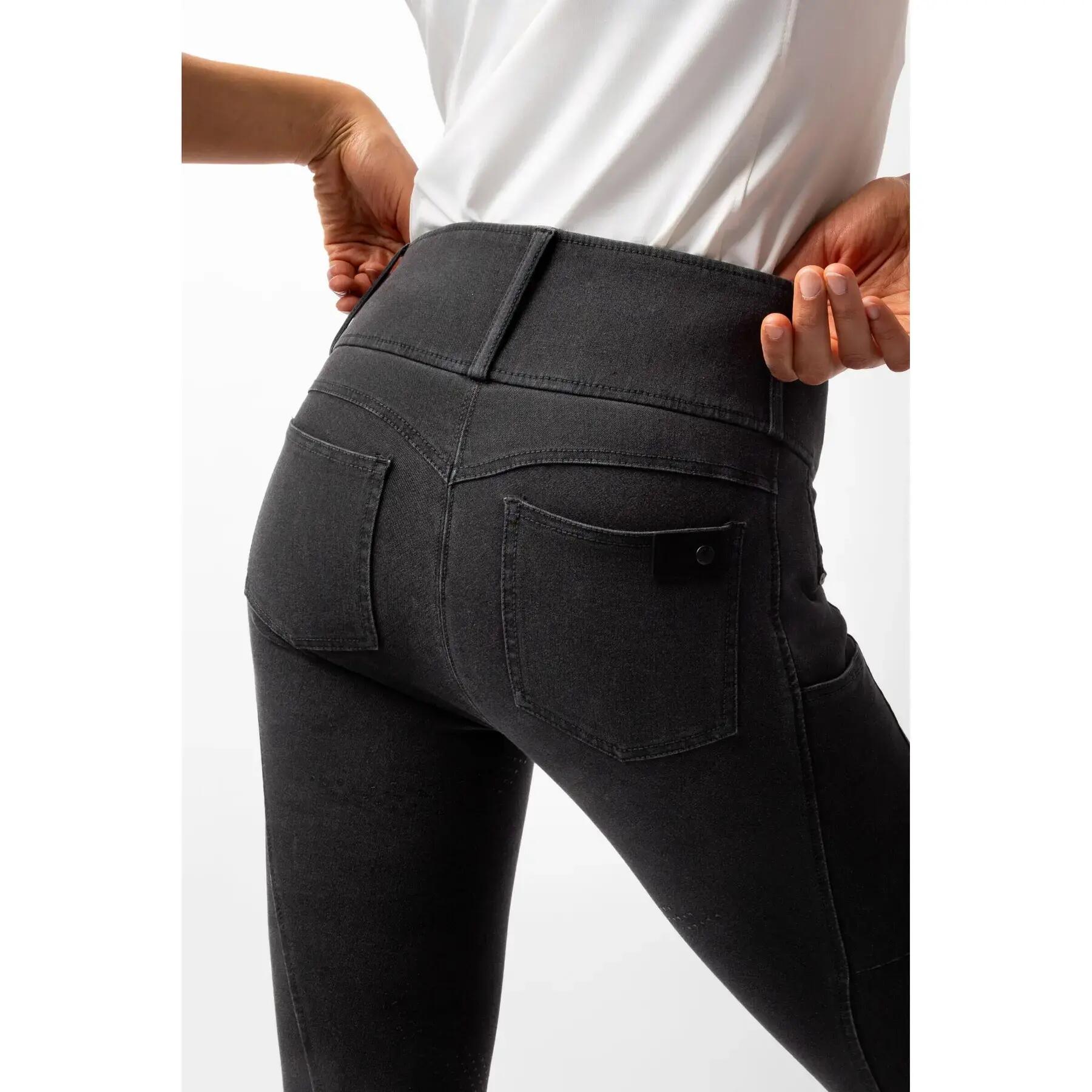 Dames denim rijbroek met full grip Horze Carolyn 7/7