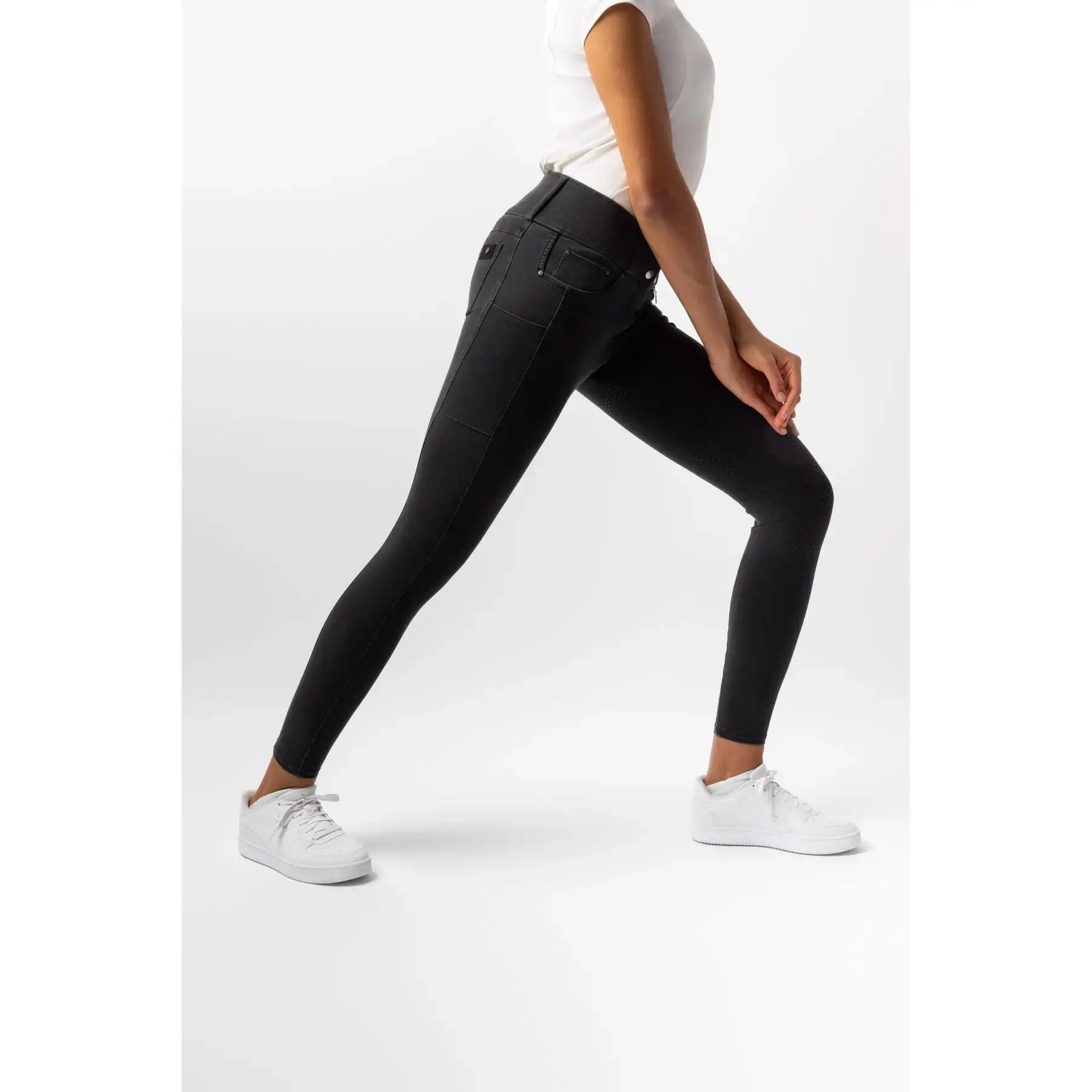 Dames denim rijbroek met full grip Horze Carolyn 2/7