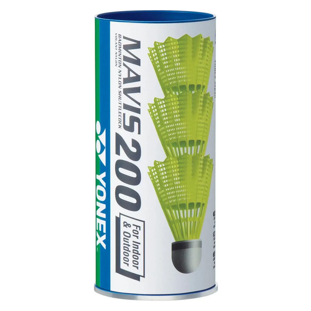 Tube of 3 badminton shuttlecocks Yonex Mavis 200