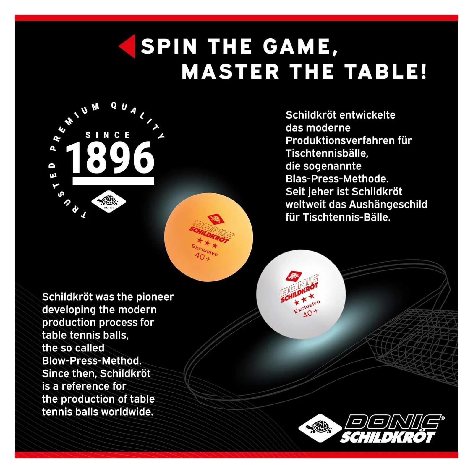 Míčky na stolní tenis SCHILDKROT Exclusive 3-star Poly 40+ 6ks 3/4