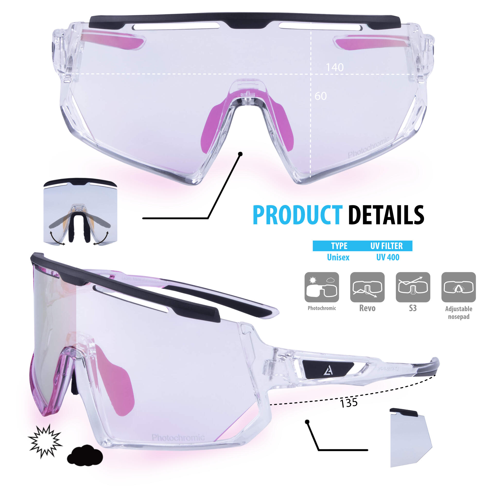 Sonnenbrille AURORA – fotochromatische Gläser und Rahmen 6/6