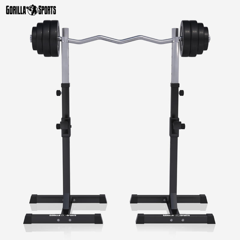 Stand reglabil haltera + set bara Z si discuri plastic, 35kg, Gorilla Sports