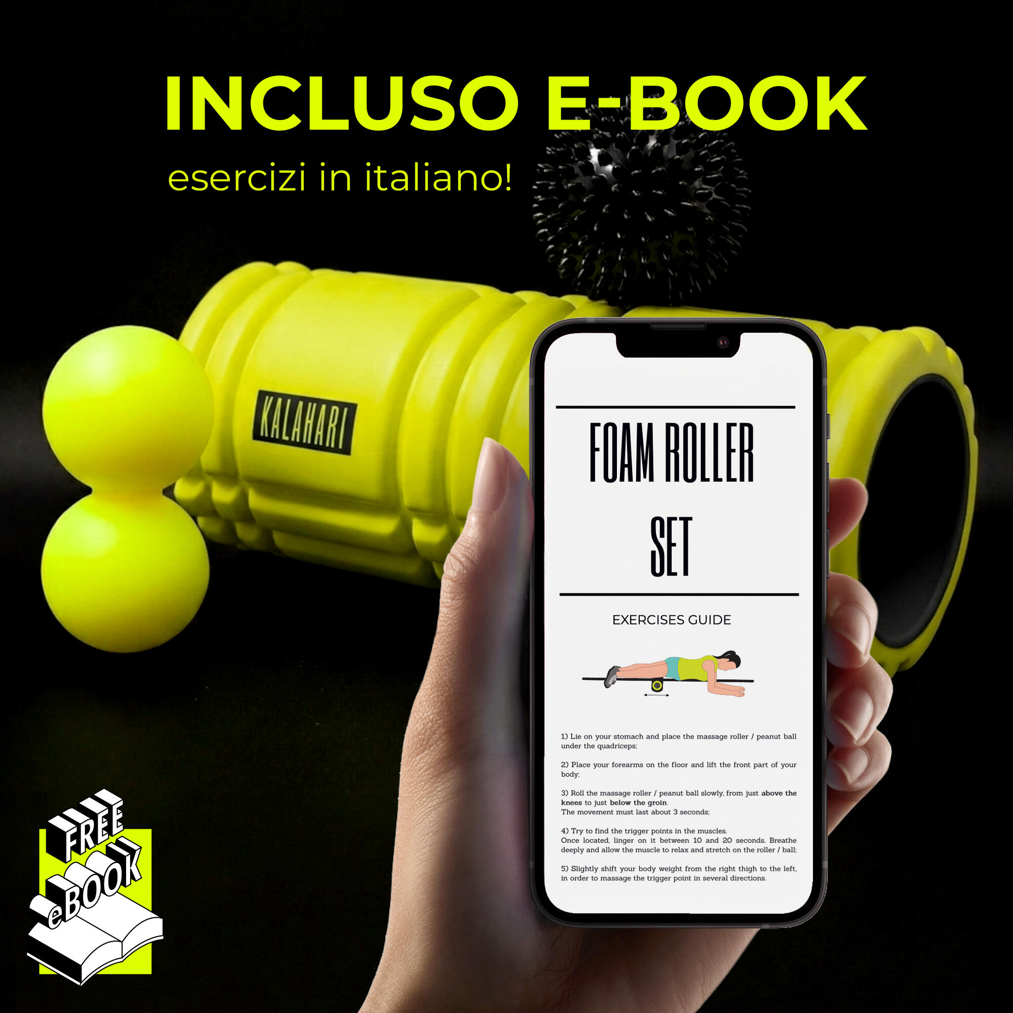 Foam Roller Kit, 3 en 1 - Rouleaux Massage Musculaire, balle Double, à Picots 3/3