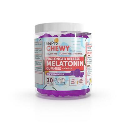 Melatonine gummies met verlengde afgifte - 60 frambozen gummies lifepro