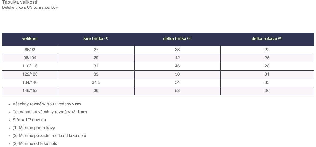 Dětské triko s UV ochranou 50+ 7/7