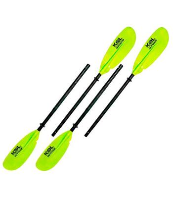 Set 2 Pagaie Kayak Alluminio Smontabile 2 Pezzi 220cm Verde Canoa Doppie