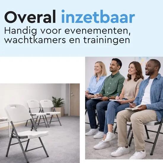 BRASQ Klapstoel Wit - Opvouwbare Stoel - HDPE en Staal - 100 kg 4/5