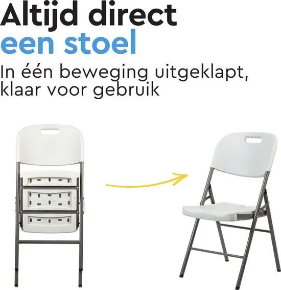 BRASQ Klapstoel Wit - Opvouwbare Stoel - HDPE en Staal - 100 kg 5/5