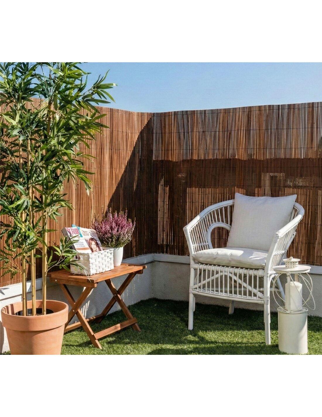 Mimbre Artificial con Tratamiento Anti-U JARDIN202 Marrón 1,5x3m 5/5
