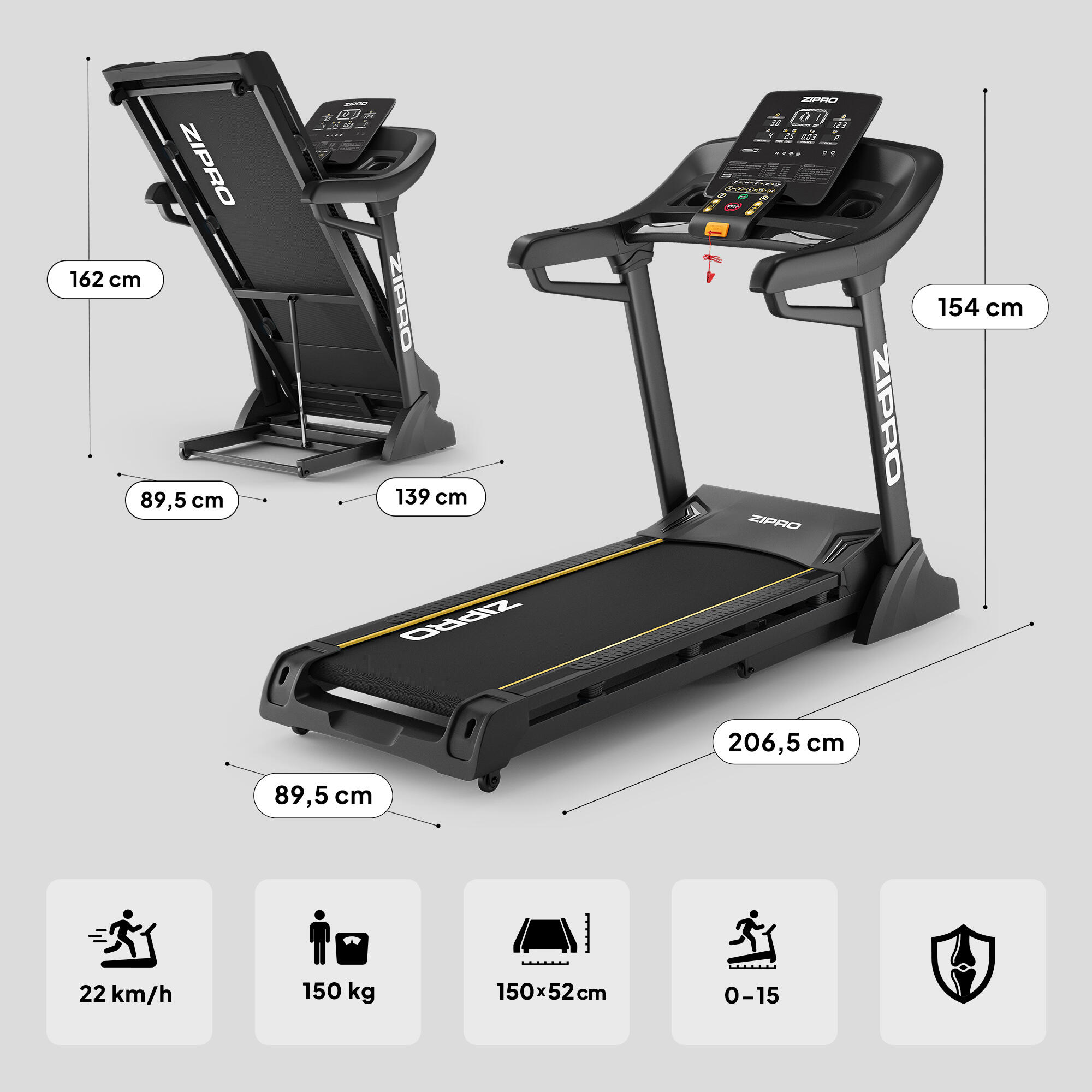 Bieżnia treningowa Dream Gold elektryczna do biegania 22 km/h nachylenie 7/14