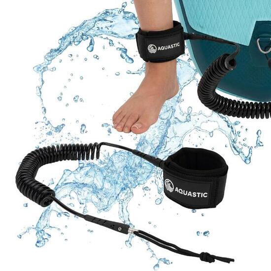 Leash do deski SUP 10' AQUASTIC 305 cm, spiralny przewód TPU do sportów wodnych