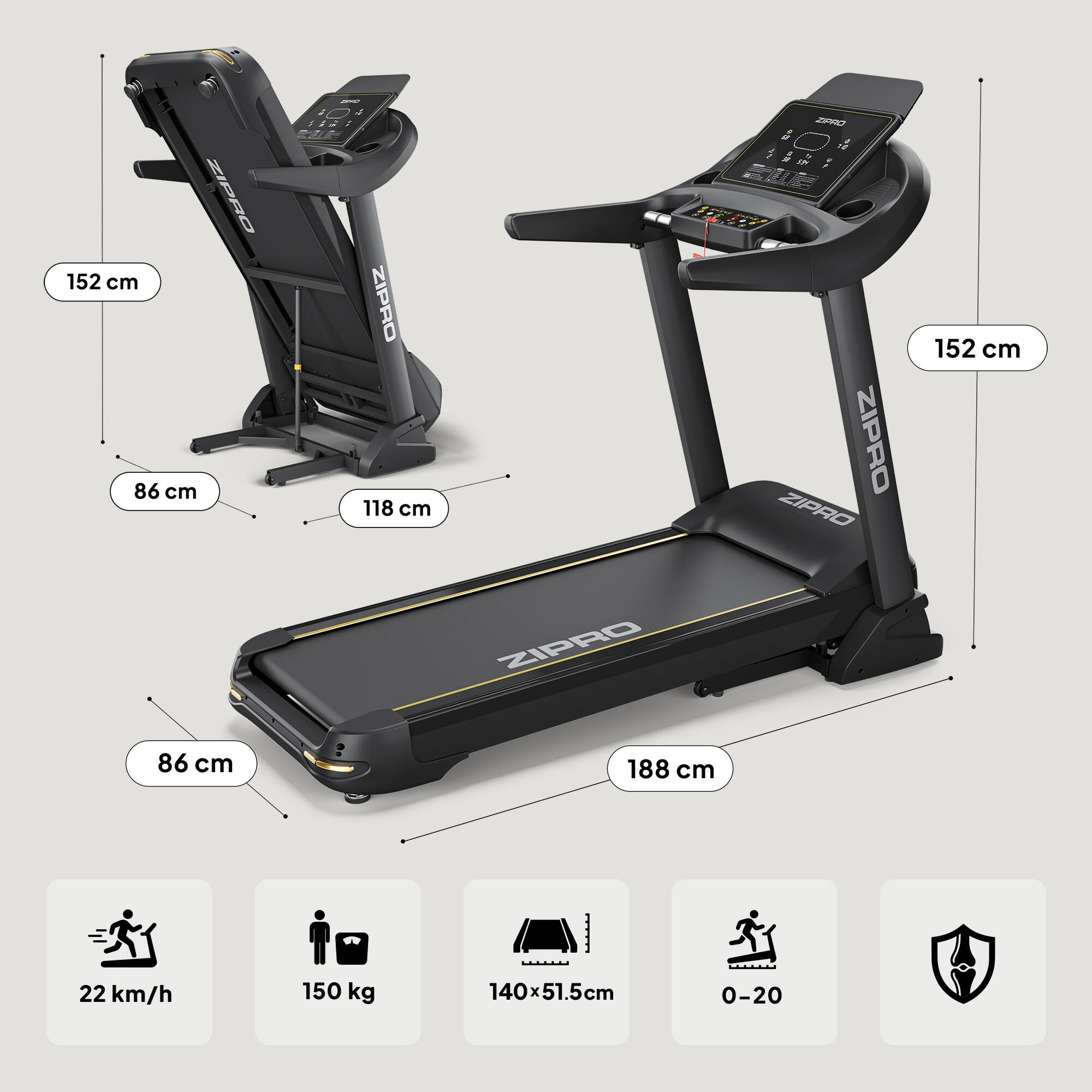 Bieżnia treningowa elektryczna do biegania do 22 km/h Pacemaker iConsole+ 7/16