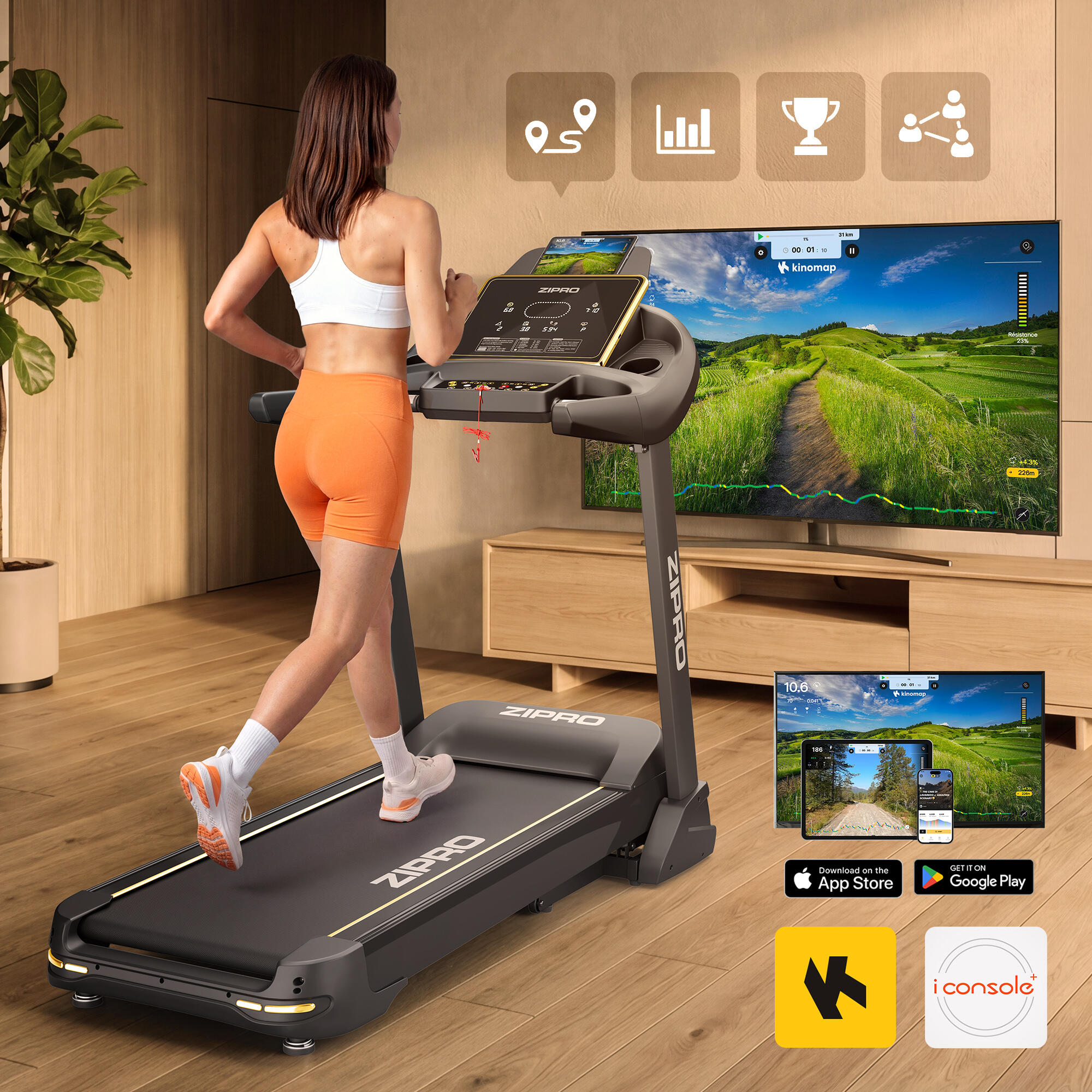 Bieżnia Domowa Elektryczna do Biegania do 22 km/h Zipro Pacemaker Gold iConsole+ 4/16