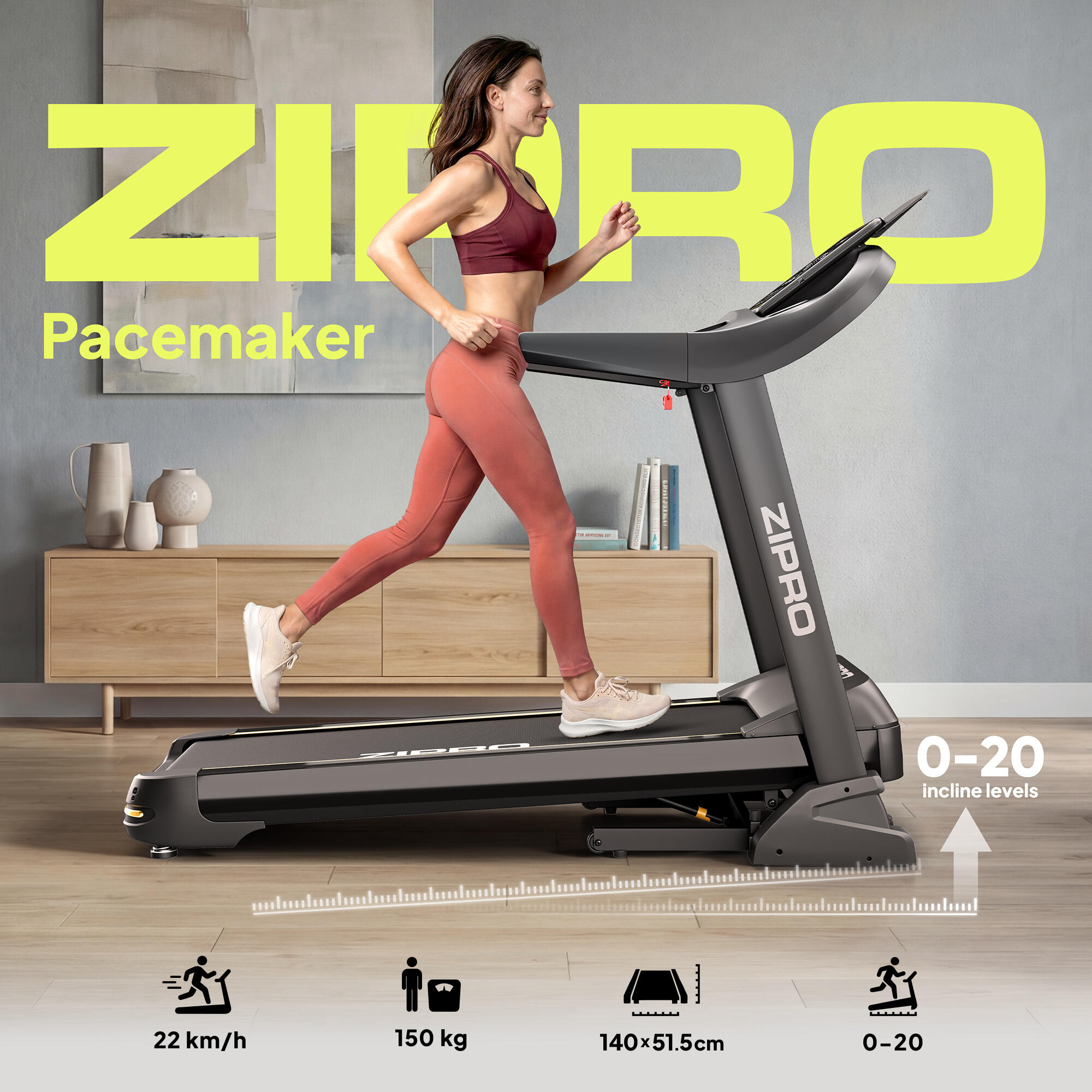 Bieżnia treningowa elektryczna do biegania do 22 km/h Pacemaker iConsole+ 3/16