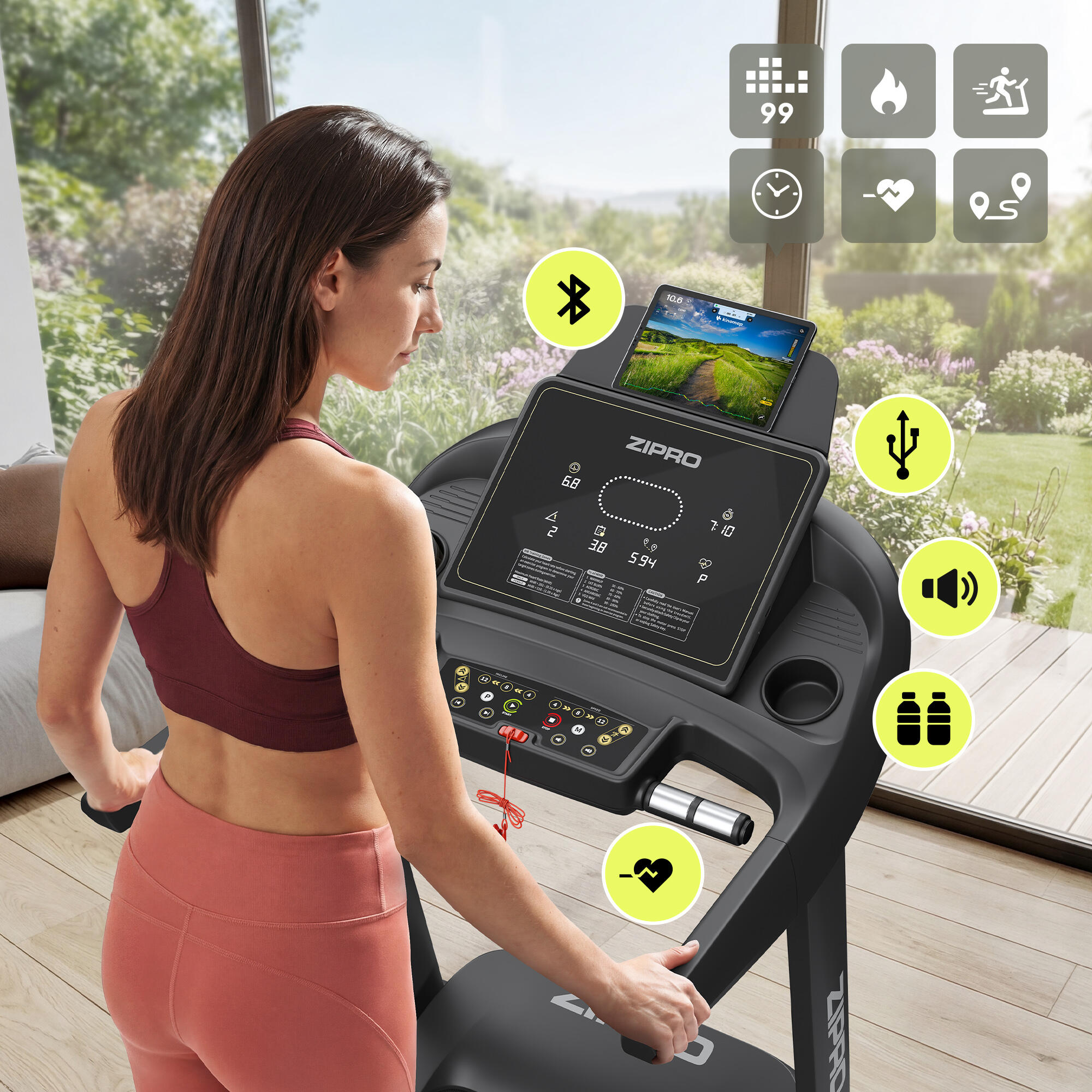 Bieżnia treningowa elektryczna do biegania do 22 km/h Pacemaker iConsole+ 2/16