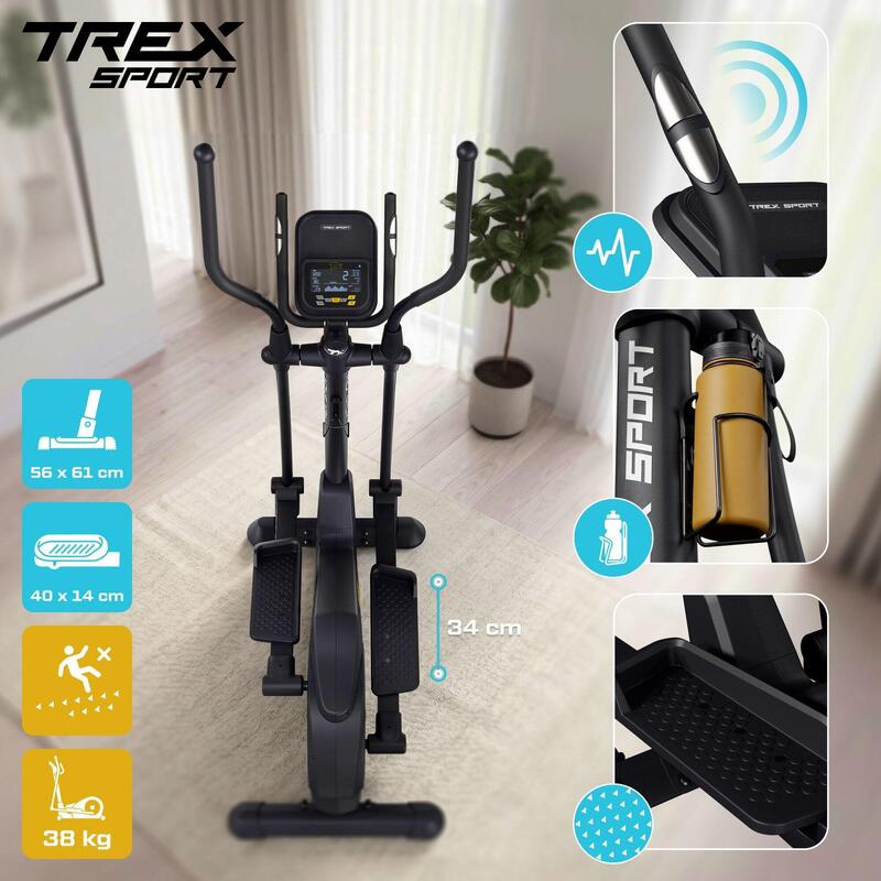 Bicicletă eliptică electromagnetică Trex Sport STARK 14kg, 135kg