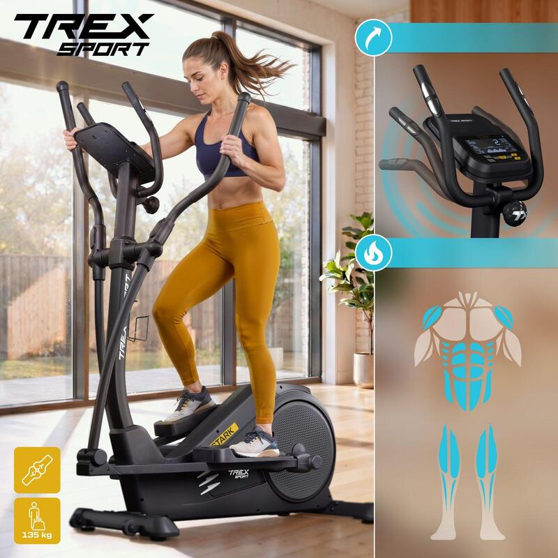 Bicicletă eliptică electromagnetică Trex Sport STARK 14kg, 135kg