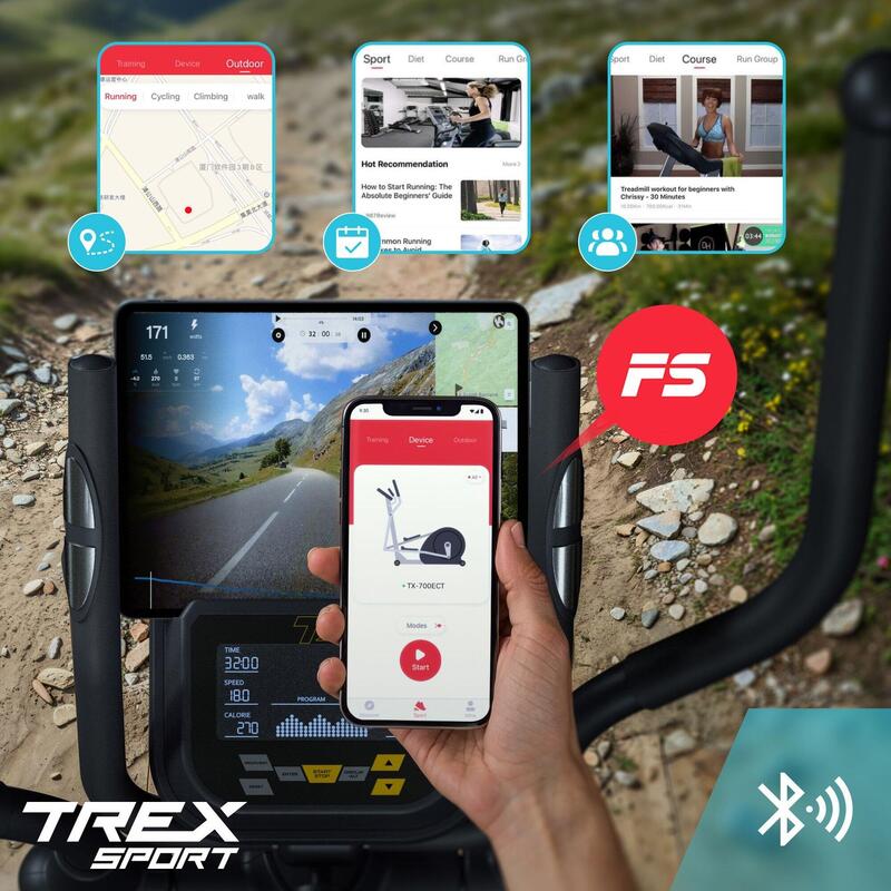 Bicicletă eliptică electromagnetică Trex Sport STARK 14kg, 135kg