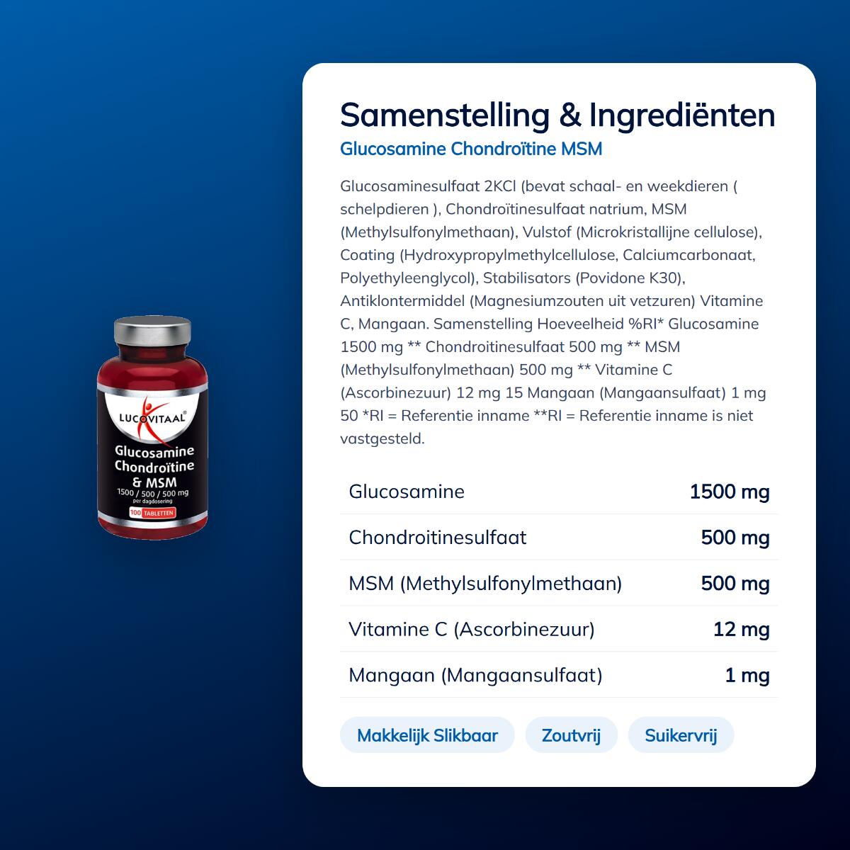 Lucovitaal Glucosamine Chondroïtine MSM 100 tabletten 4/5