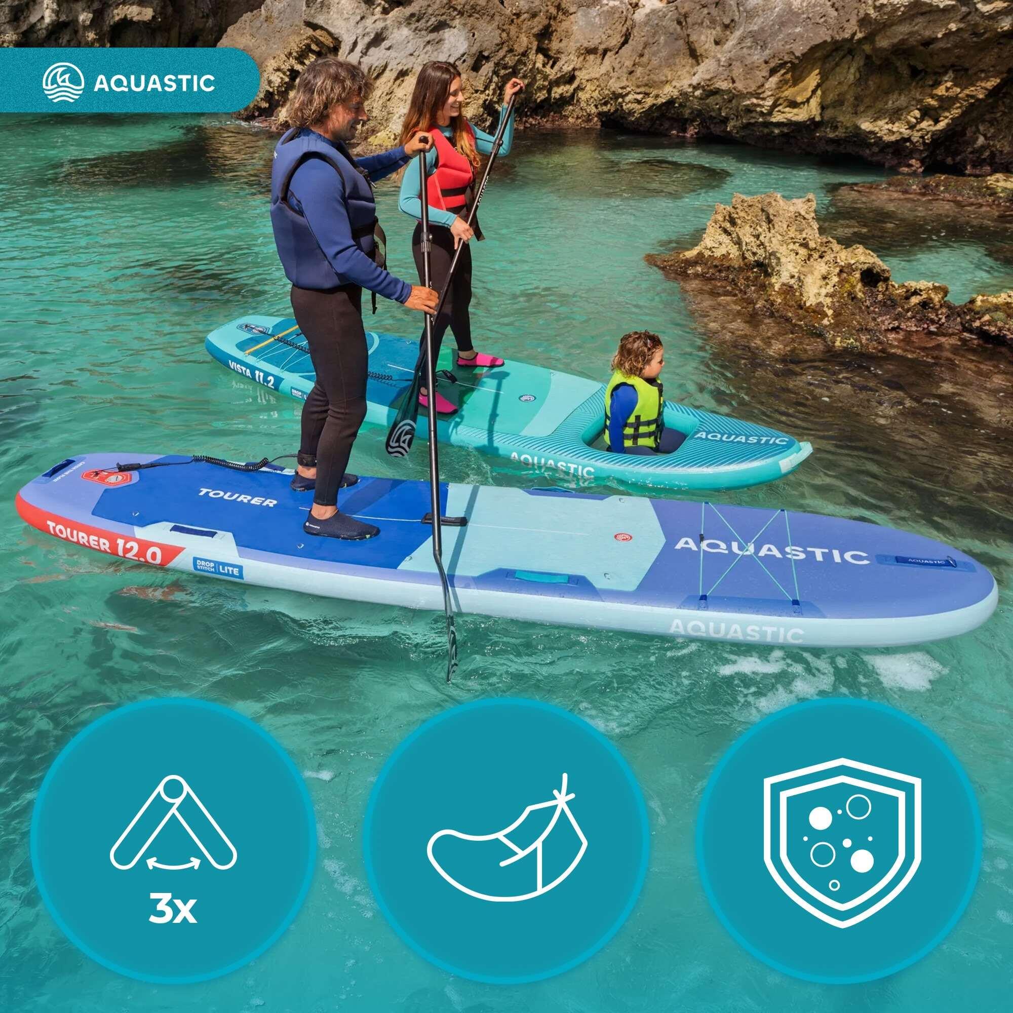 3-teiliges SUP-Paddel AQUASTIC SUP Fiber + Carbon 6/8
