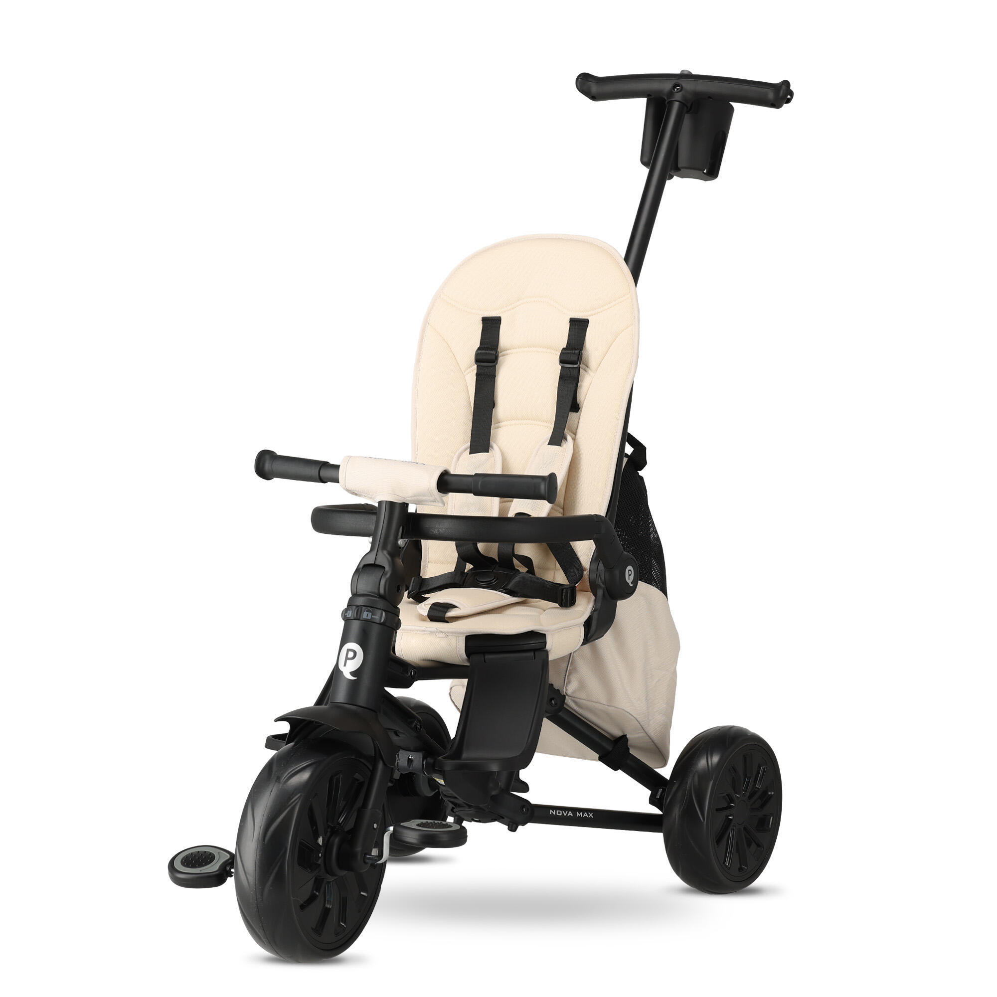 Triciclo Qplay Nova Max con Maniglione di Spinta - Triciclo 5 in 1 - Beige 4/10
