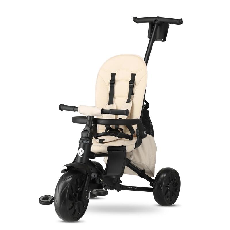 Tricicletă Qplay Nova Max cu Mâner de Împingere - Tricicletă 5 în 1 - Bej