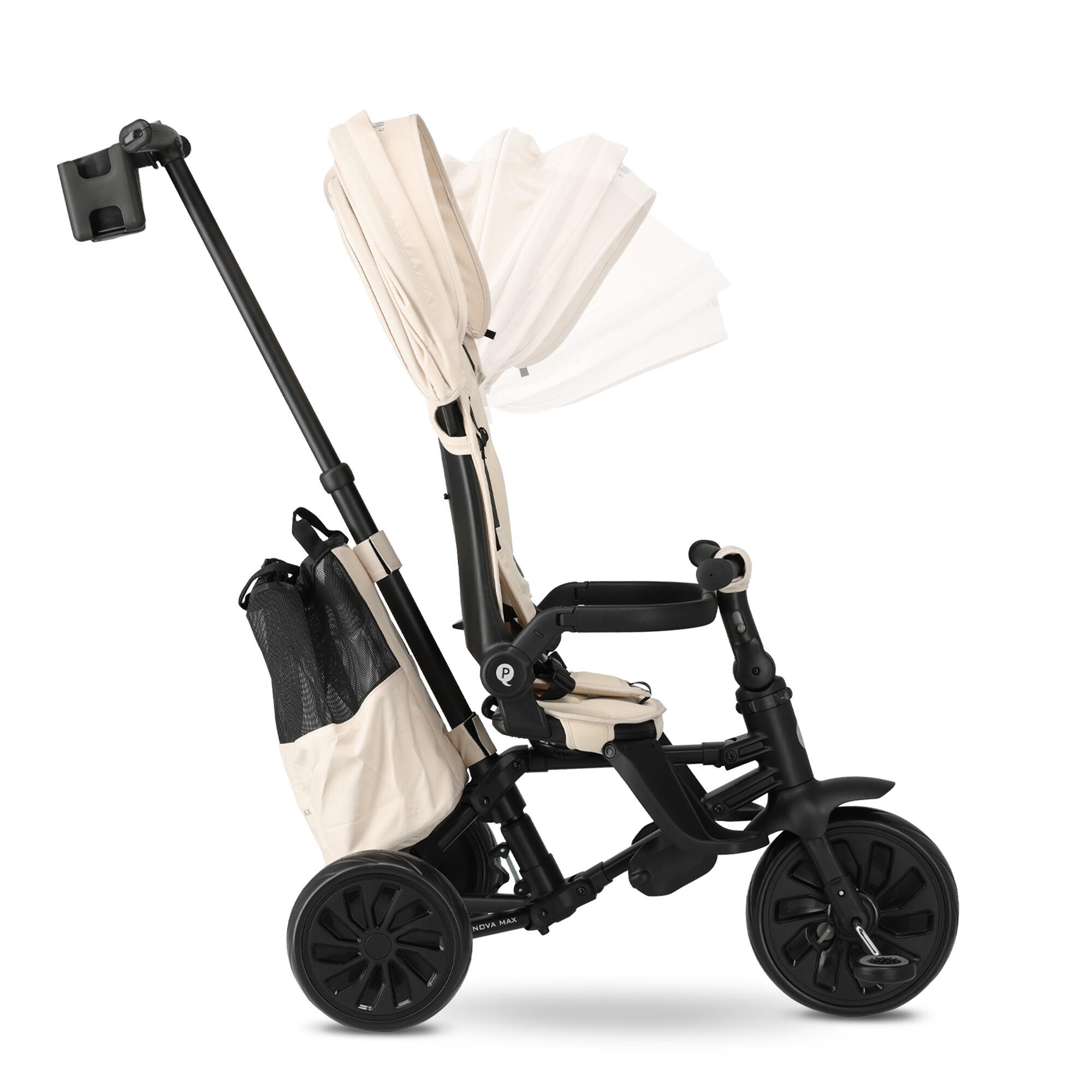 Triciclo Qplay Nova Max con Maniglione di Spinta - Triciclo 5 in 1 - Beige 3/10